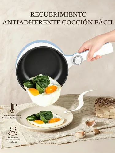 Vista 4 de Audecook Olla Caliente Eléctrica, Mini Sartén Eléctrica Portátil de 1.7L con Ajuste de Potencia, Sartén de Salteado Antiadherente para Ramen