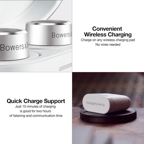 Vista 5 de Bowers & Wilkins Pi5 Auriculares intrauditivos inalámbricos, 4 micrófonos integrados, Bluetooth 5.0 con Qualcomm aptX, cancelación de ruido Negro