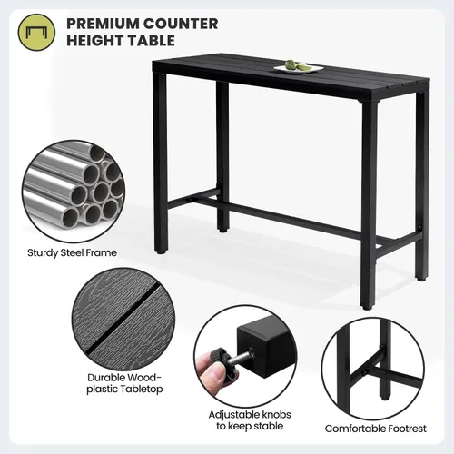 Vista 8 de Crestlive Products Mesa de bar al aire libre, mesa rectangular de 43 pulgadas de altura de mostrador de patio, mesa de pub alta con parte superior