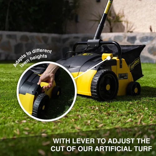 Vista 3 de Barredora de Césped Artificial de Roll & Comb, Rastrillo Eléctrico con Cable para Césped Artificial, Regalo de Jardinería Genial, Colector de Hojas