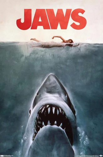 Vista 19 de Trends International Jaws - Póster de pared de una hoja, 14.725 x 22.375 pulgadas, versión con marco de madera tipo granero