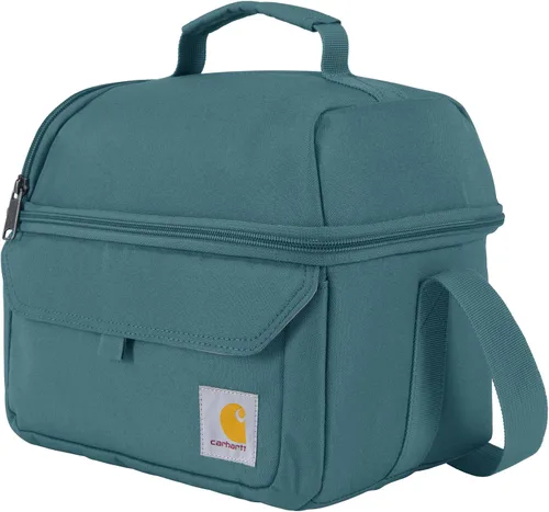 Vista 8 de Carhartt Lonchera con dos compartimentos para 12 latas, duradera, totalmente aislada, para mujeres y hombres, lonchera grande (negro)