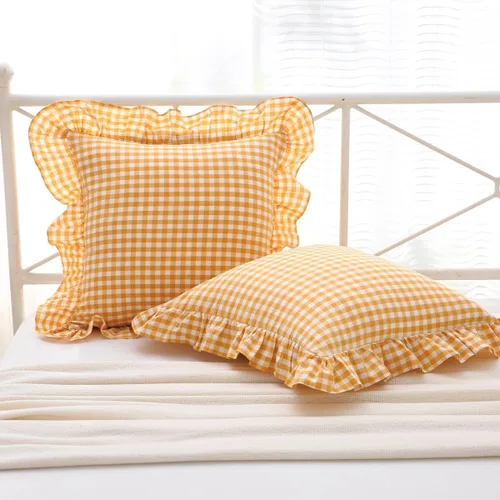 Vista 12 de Mywinlle juego de 2 fundas para cojín con volantes a cuadros negro/blanco, fundas de almohada decorativas de algodón lavado a cuadros estilo granja