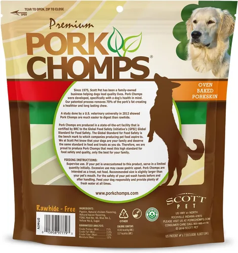 Vista 7 de Pork Chomps Masticables de piel de cerdo horneada para perros, giros de 6 pulgadas, sabores surtidos, 12 unidades Horneado con piel de cerdo real