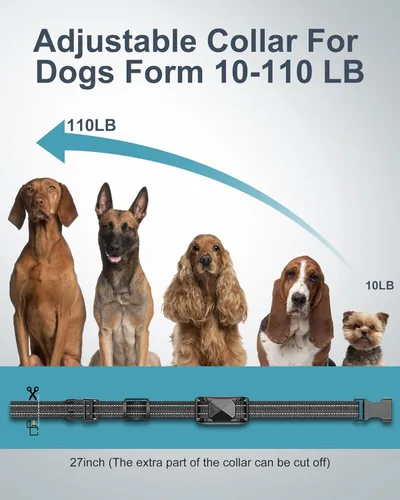 Vista 7 de Collar antiladridos para perros grandes, medianos y pequeños con choque de vibración de pitido, IP67, impermeable, recargable, inteligente