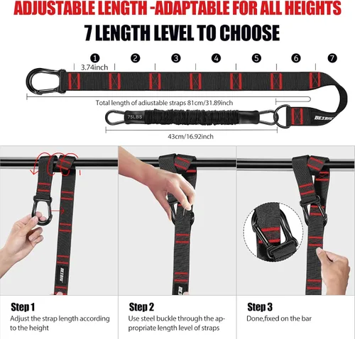 Vista 2 de Pull Up Assistance Bands 260lbs, Heavy Pull Up Bands Resistance Bands for Pull Ups Working Out with Feet Rest, Pull Up Bar Bands Assistance Bands