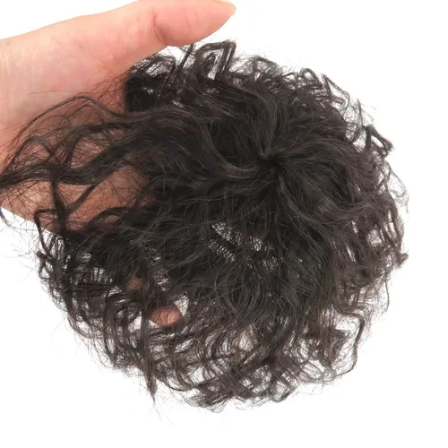Vista 3 de RemeeHi Peluca de cabello humano rizado natural de repuesto esponjoso sin costuras con clip en la parte superior para mujer, cabello fino