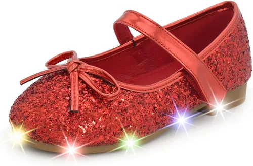 Vista 11 de Nova Utopia - Zapatos planos con luces para niñas pequeñas, estilo Mary Jane, para ballet