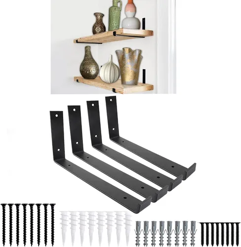 Vista 7 de Soportes de estante Paquete de 4 soportes flotantes resistentes de 6.0 pulgadas de largo x 4.0 pulgadas de alto x 1.5 pulgadas de ancho, estantes