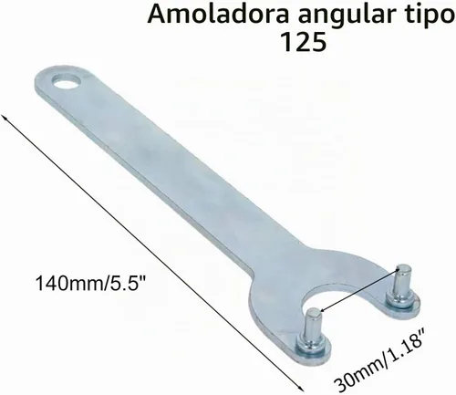 Vista 2 de Llave de amoladora angular, tuerca de bloqueo de hierro de 2 puntas, llave de acabado de zinc