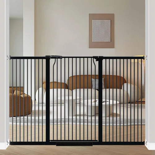Vista 15 de 40.5" Puerta de bebé extra alta, puerta para mascotas de 29.6"-32.5" extra ancha Montada a presión, Barrera interior a prueba de cachorros, Puerta