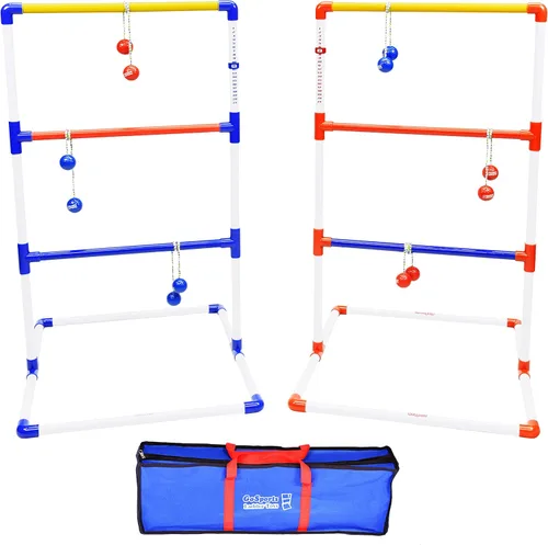 Vista 7 de GoSports Juego de lanzamiento de escalera prémium para exteriores con 6 bolos, estuche de transporte de viaje y rastreadores de puntuación, elige