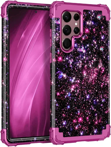Vista 41 de Miqala Funda para Galaxy S21 FE 5G, brilla en la oscuridad, tres capas, resistente, protección a prueba de golpes, parachoques de plástico