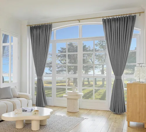 Vista 10 de MUMFAS Cortina opaca para oscurecer la habitación, cortinas opacas de 63 pulgadas de largo, con aislamiento térmico y división de habitación