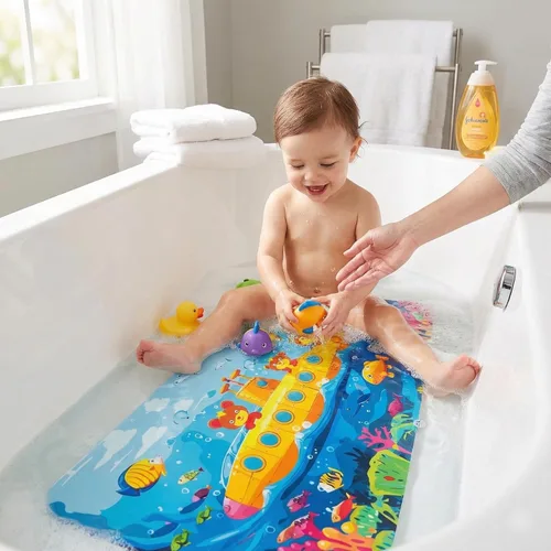Vista 13 de BEEHOMEE Tapetes de baño para bañera para niños, bebés y niños pequeños - Grandes tapetes antideslizantes de dibujos animados para baño, bañera
