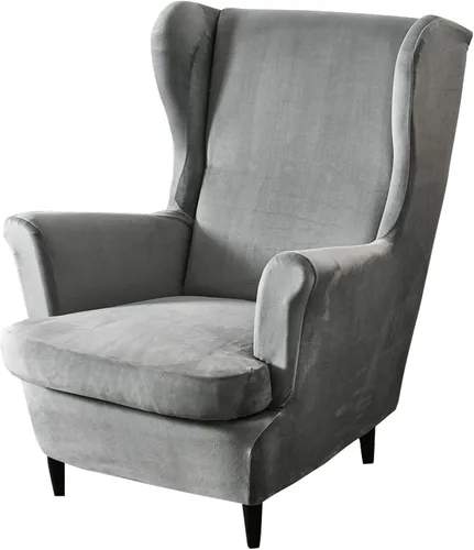 Vista 20 de MIFXIN Wingback - Funda para silla, de terciopelo de 2 piezas, elásticas, con funda de cojín, suave, lavable, protector de muebles para sala