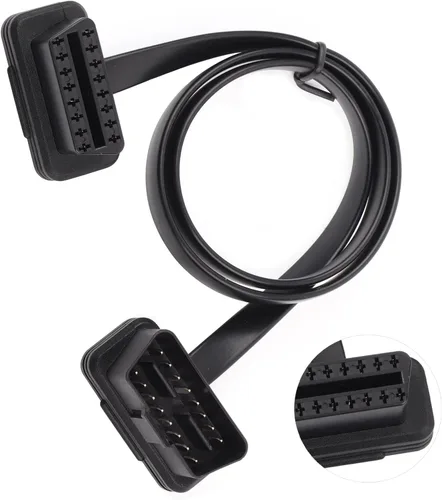 Vista 3 de Cable de extensión de 16 pines para automóvil, macho a hembra, adaptador de cable extensor de diagnóstico, OBD2 de 16 pines, ángulo