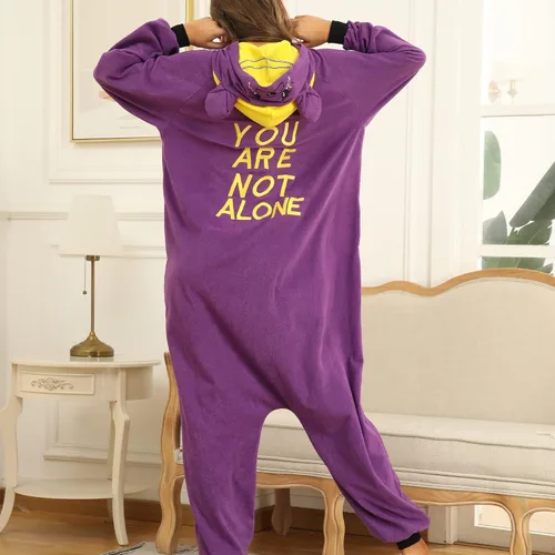 Vista 3 de RONGTAI Pijama original de Navidad para adultos disfraz de forro polar para cosplay ropa para el hogar con capucha para mujeres y hombres color negro