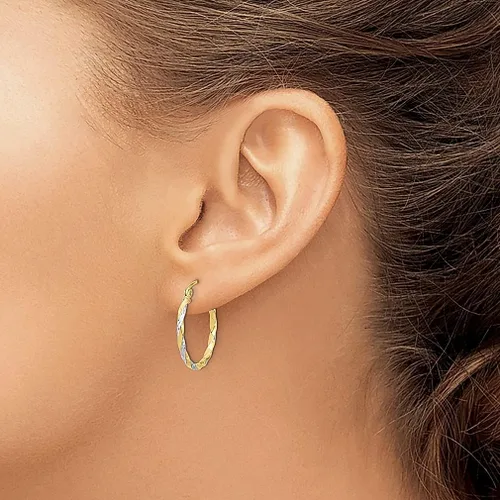 Vista 3 de Juego de aretes de aro trenzados de oro amarillo de 10 quilates, joyería fina redonda para mujer, regalos para ella, Cristal Oro amarillo