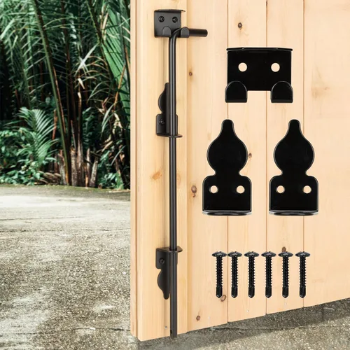 Vista 11 de Barra de Caída de Puerta con Perno de Bastón de 12" de Acero - Cerradura de Suelo de Puerta Pesada Diseñada para Puertas de Madera, Metal, Vinilo