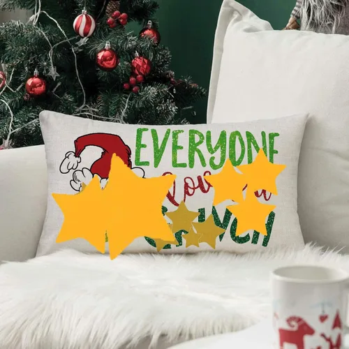 Vista 5 de AOFANGGO Funda de almohada de Navidad de 12 x 20 pulgadas, decoración navideña, funda de cojín rectangular para cama, silla, sofá