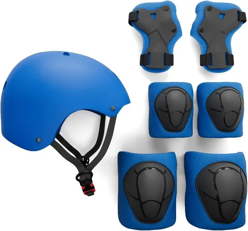 Vista 12 de Rude Boyz - Juego de almohadillas para casco de bicicleta, rodilleras, coderas, muñequeras para niños y niñas