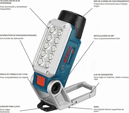 Vista 2 de Bosch FL12 Luz de trabajo LED de 12 V Max (herramienta desnuda)
