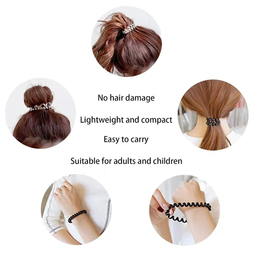 Vista 7 de Bandas para el cabello, paquete de 17 unidades, espirales, sin arrugas, multicolor, impermeable, cable de teléfono, accesorios para niña y mujer