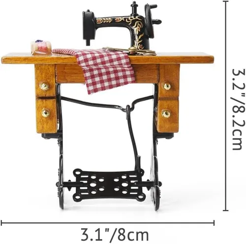 Vista 3 de Odoria Accesorios de decoración de casa de muñecas para máquina de coser en miniatura 1/12