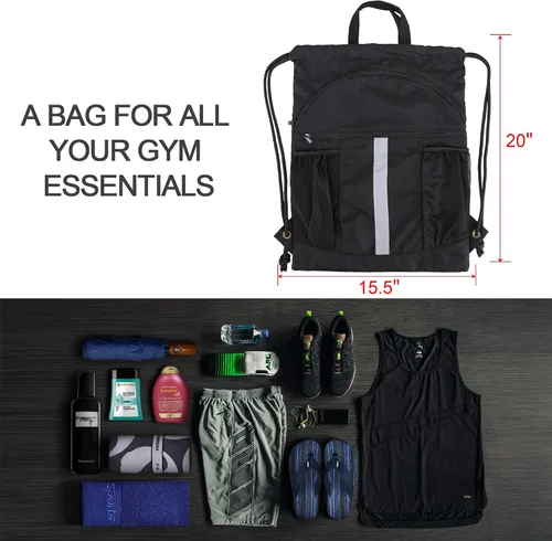 Vista 2 de BeeGreen Mochila con cordón y compartimento para zapatos, mochila unisex