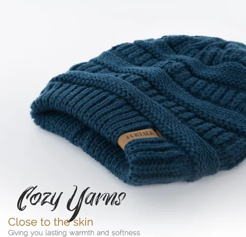 Vista 40 de FURTALK Gorros de invierno para mujer, con forro polar, gorro de punto holgado y cálido, gorro de esquí
