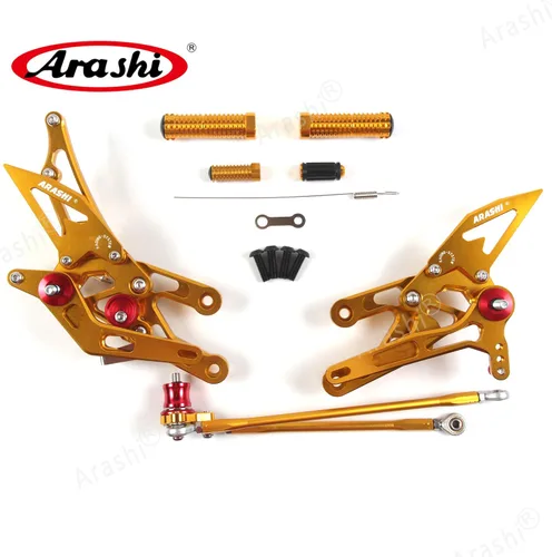 Vista 4 de Arashi (Versión 2.0) Estribos traseros ajustables para Honda CBR1000RR 2004-2007 / CBR600RR 2003-2005 2006 Accesorios para motocicleta Piezas de Oro