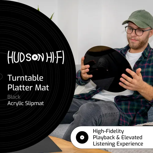 Vista 3 de Tapete acrílico para tocadiscos – 11.75 pulgadas de disco de vinilo negro – Tapete acrílico mecanizado de precisión con hueco de etiqueta