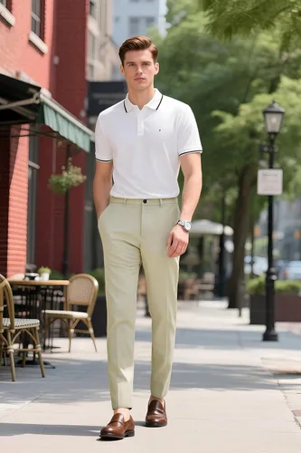 Vista 7 de Plaid&Plain - Pantalones chinos, a los tobillos de corte ajustado, elásticos, color caqui, para hombre