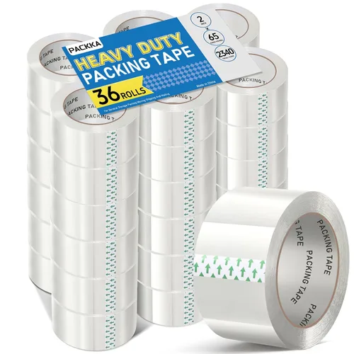 Vista 11 de Cinta de embalaje transparente, repuestos de cinta de embalaje resistente, 2 pulgadas x 65 yardas, cinta de envío de cinta de correo para envío