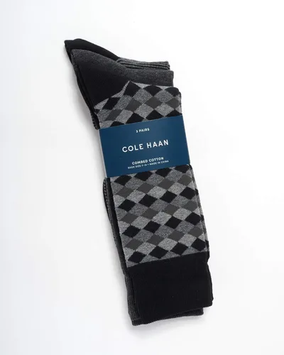 Vista 2 de Cole Haan Calcetines de cuello redondo con estampado de vestido para hombre (paquete de 3)