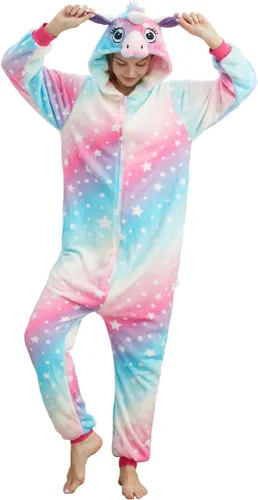 Vista 2 de NewCute Pijama unisex de una pieza de unicornio para adultos, disfraz de Halloween