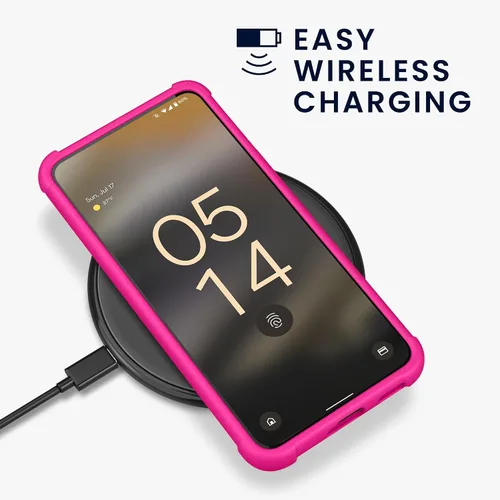 Vista 4 de KIOMY Funda de color rosa intenso neón para Google Pixel 6a a prueba de golpes, cubierta protectora de poliuretano termoplástico flexible, bisel