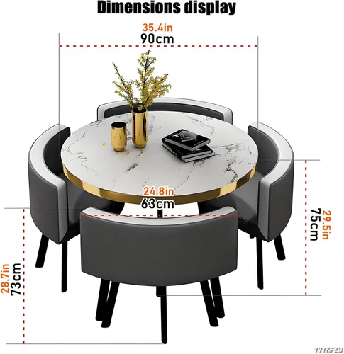 Vista 7 de YVYKFZD Round Conference Table, Office Reception Room Club Table, Coffee Kitchen Dining Table Set with Metal Legs, Business Conference Room Table 2