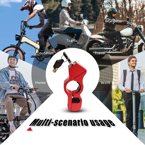 Vista 7 de Juego de 2 cerraduras de motocicleta – Cerraduras de manillar de freno y casco antirrobo de alta resistencia, ajuste universal (<1.5 pulgadas)