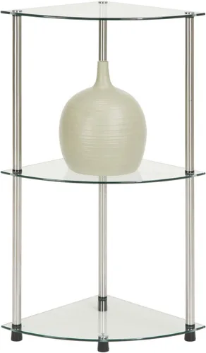 Vista 4 de Convenience Concepts Designs2Go - Estante esquinero de cristal clásico de 3 niveles, cristal