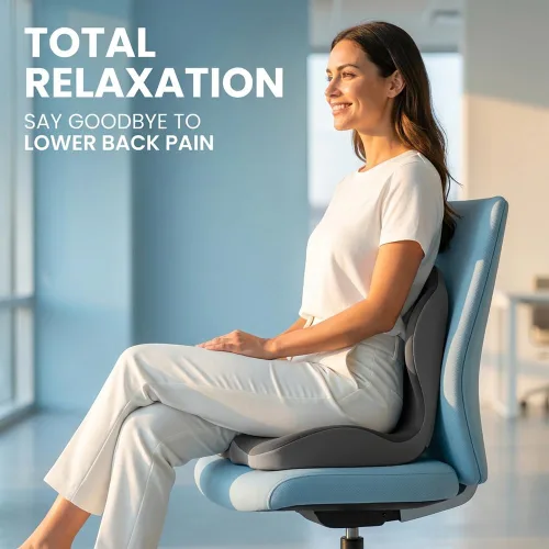 Vista 8 de SakerPlus Cojín ergonómico de espuma viscoelástica, cojín para silla de oficina en forma de L y cojín de asiento de automóvil para sentarse durante
