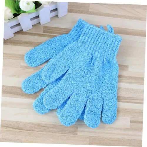 Vista 2 de FRCOLOR 1 par de guantes exfoliantes para el cuerpo, guantes de baño, guantes de baño, guantes de ducha, guantes de spa, toalla blanca exfoliante