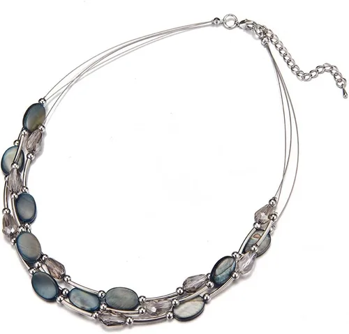 Vista 2 de Collar a capas con cristal para mujer, gargantilla con cadena de plata gruesa, regalo de cumpleaños para mujer