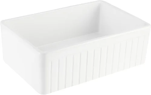 Vista 5 de Signature Hardware 447394 Curington - Fregadero de cocina de arcilla refractaria de 33 pulgadas, color blanco