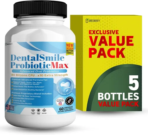 Vista 12 de DentalSmile ProbioticMax, suplemento probiótico oral avanzado, 40 mil millones de UFC, 60 cápsulas, sin gluten (1)
