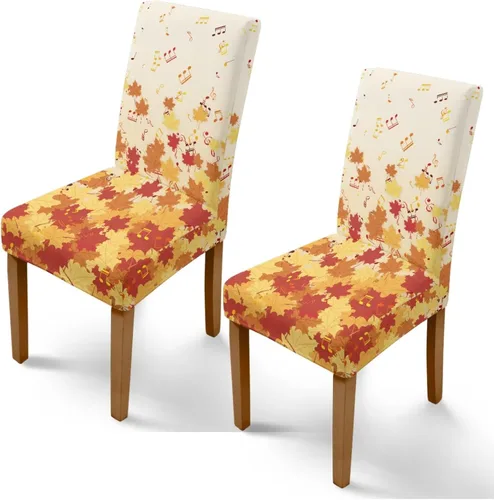 Vista 38 de Rnyleeg Juego de 1 fundas para sillas de comedor de otoño, diseño de hojas, para sala de estar, sin brazos, funda elástica para silla de cóctel