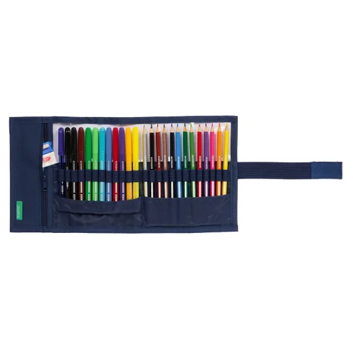 Vista 4 de Plumier Benetton Cool Azul marino 7 x 20 x 7 cm Enrollable 27 Piezas