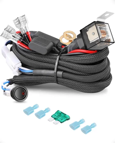 Vista 9 de Arnés de cableado de 1 conductor, barra de luz LED, kit de arnés de cableado con interruptor de roca para luces antiniebla LED, barra de luz LED