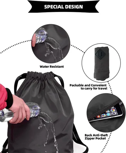 Vista 4 de Peicees - Mochila tipo bolsa deportiva, ligera, impermeable con jareta para hombre y mujer